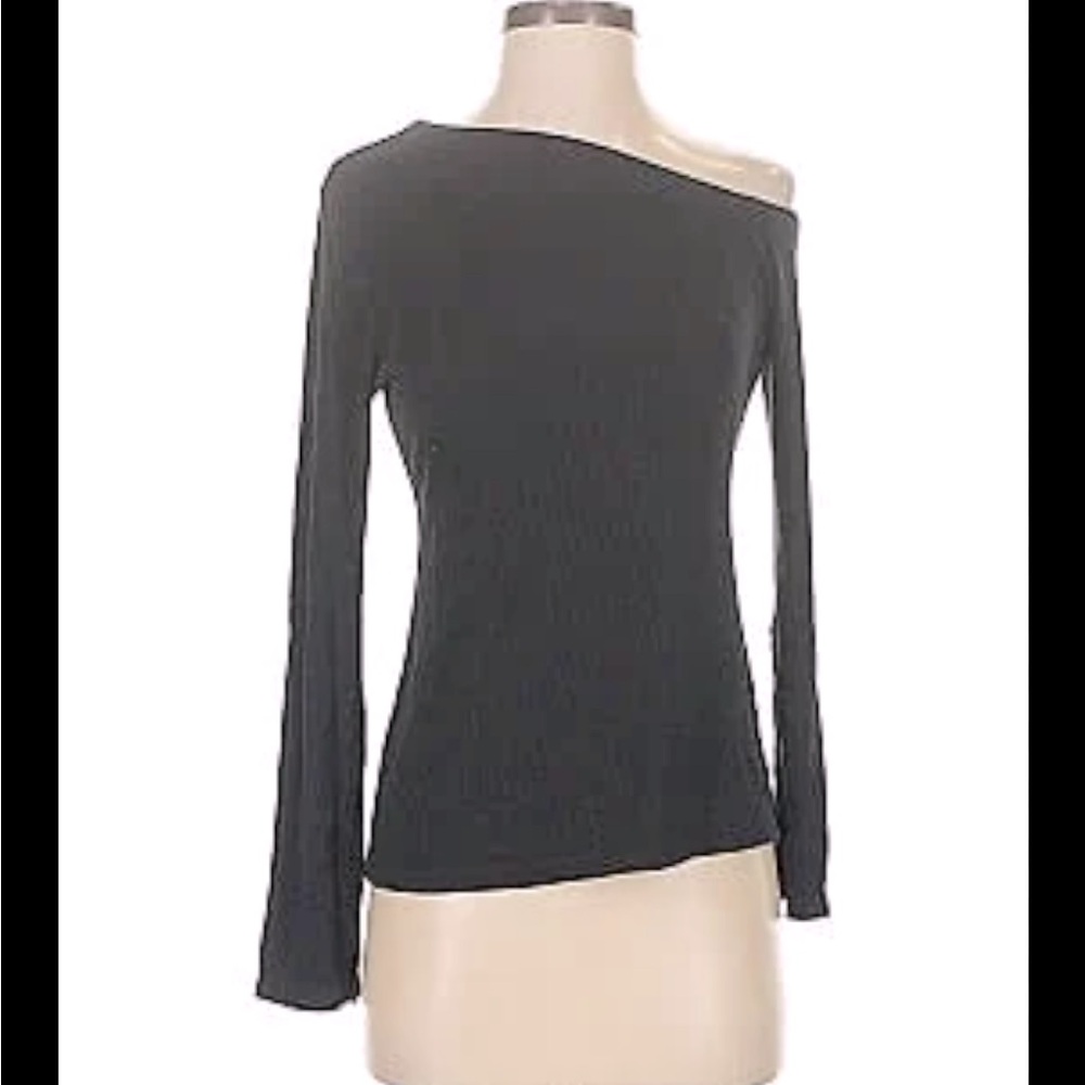 Sen Gray Off-Shoulder Long Sleeve Top - super soft ribbed split sleeve